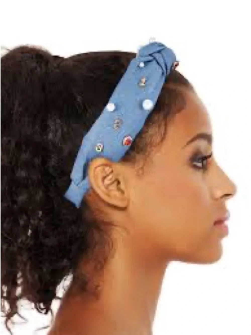 Packed Party Teal Knotted Headband with Red, Blue, Pearl & Silver Accents